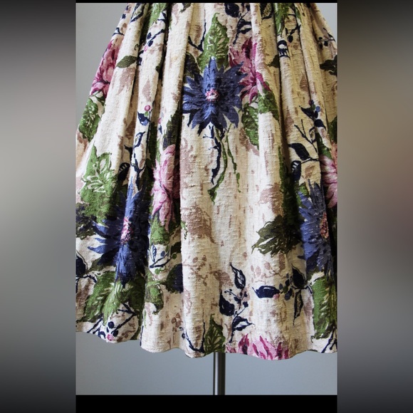 1940s- early 1950s floral peony barkcloth skirt and blouse set - Picture 15 of 15